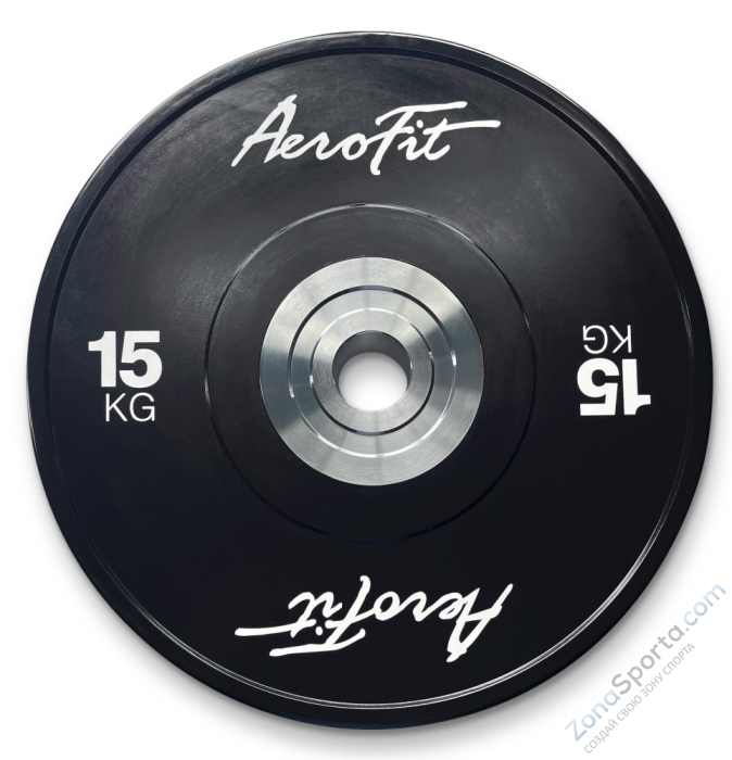 Бамперные диски для кроссфита, черные 15 кг AeroFIT AFBD