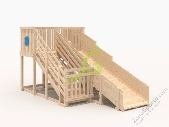 Деревянная зимняя горка IgraGrad Snow Fox скат 4 м без окраски