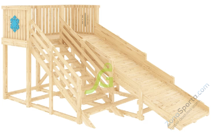 Деревянная зимняя горка IgraGrad Snow Fox скат 4 м без окраски