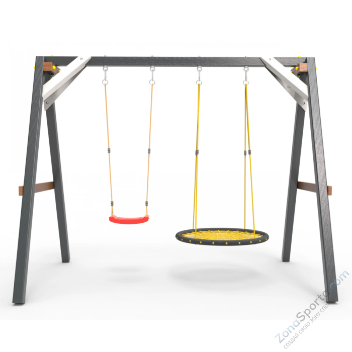 Деревянные качели Пикник 2 Ультра (качели гнездо 1м качели долька)