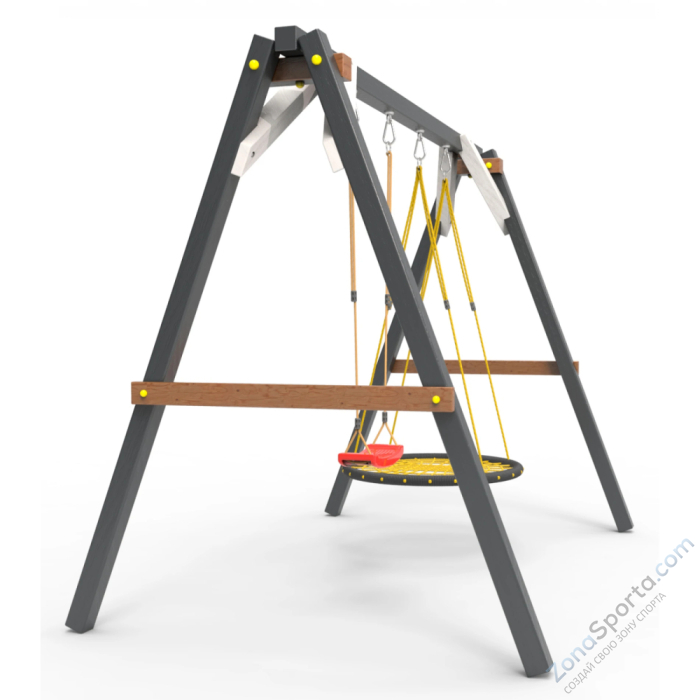 Деревянные качели Пикник 2 Ультра (качели гнездо 1м качели долька)