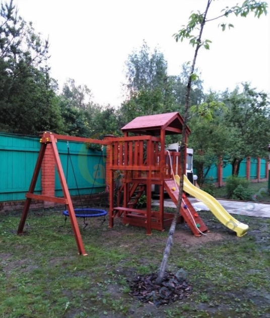 Детская площадка Савушка Мастер 2 с качелями Гнездо 1 метр