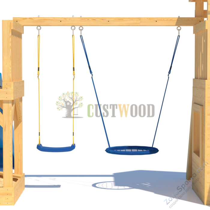 Детская деревянная игровая площадка для улицы дачи CustWood Scout S9 с деревянной крышей