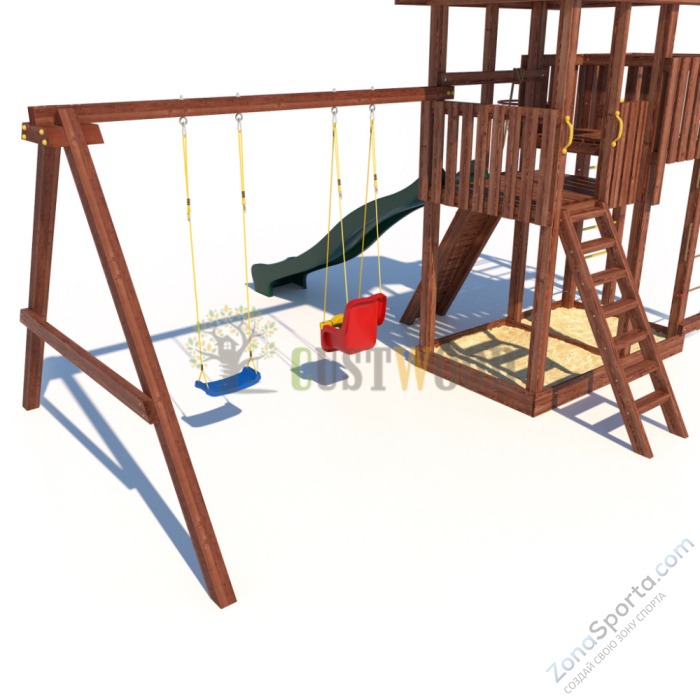 Детская деревянная игровая площадка для улицы дачи CustWood Active 1