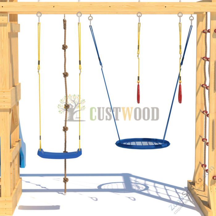 Детская деревянная игровая площадка для улицы дачи CustWood Scout S10 с деревянной крышей