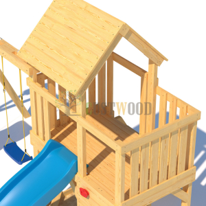 Детская деревянная игровая площадка для улицы дачи CustWood Scout S3 с деревянной крышей