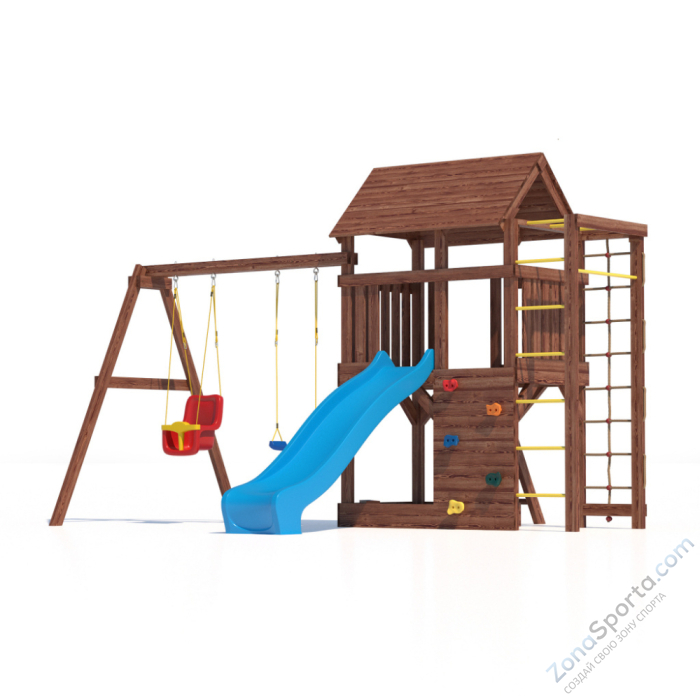 Детская площадка CustWood Scout SC4+ с большой деревянной крышей