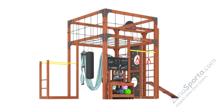 Детская площадка Савушка Куб-2 (Махагон) с гамаком для йоги
