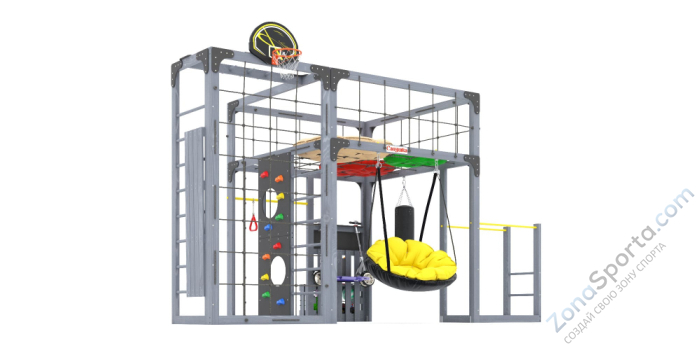 Детская площадка Савушка Куб-2 (Серый) с подушками