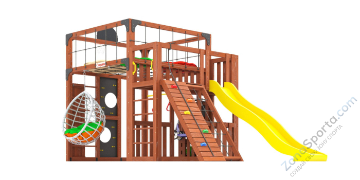 Детская площадка Савушка Куб-3 (Махагон) подушками и коконом