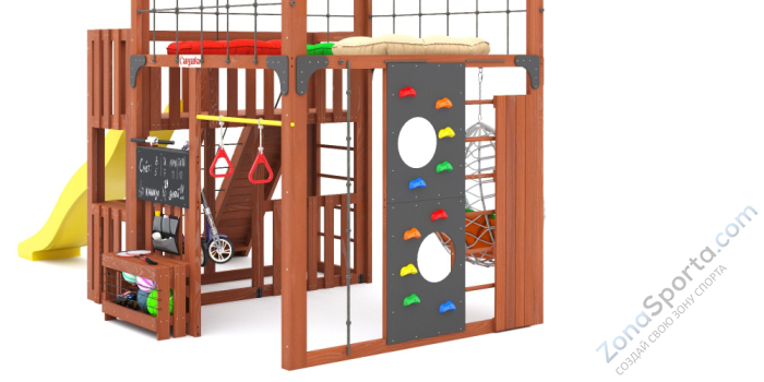 Детская площадка Савушка Куб-3 (Махагон) подушками и коконом