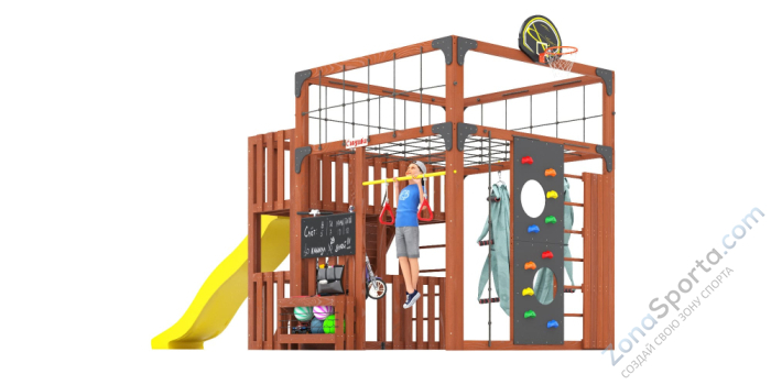 Детская площадка Савушка Куб-3 (Махагон) с гамаком для йоги