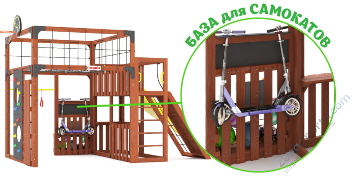 Детская площадка Савушка Куб-3 (Махагон) с гамаком для йоги