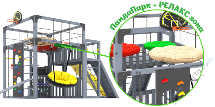 Детская площадка Савушка Куб-3 (Серый) с подушками