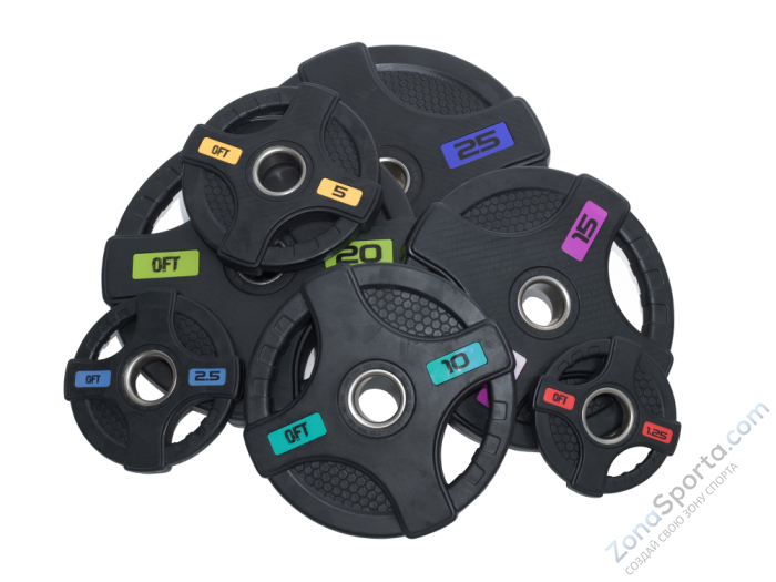 Диск олимпийский обрезиненный черный с двумя хватами Original FitTools FT-2HGP-1,25 1,25 кг