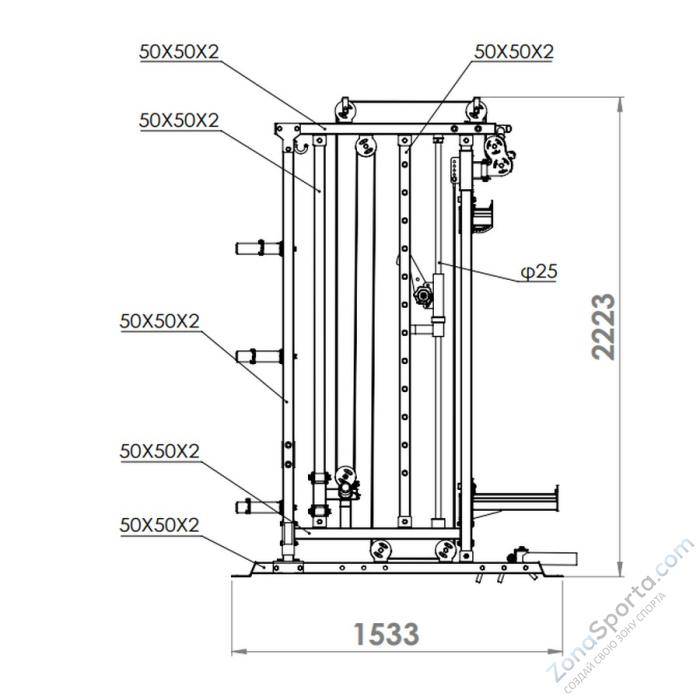 Двойная регулируемая тяга с машиной Смита Vertex FT-153