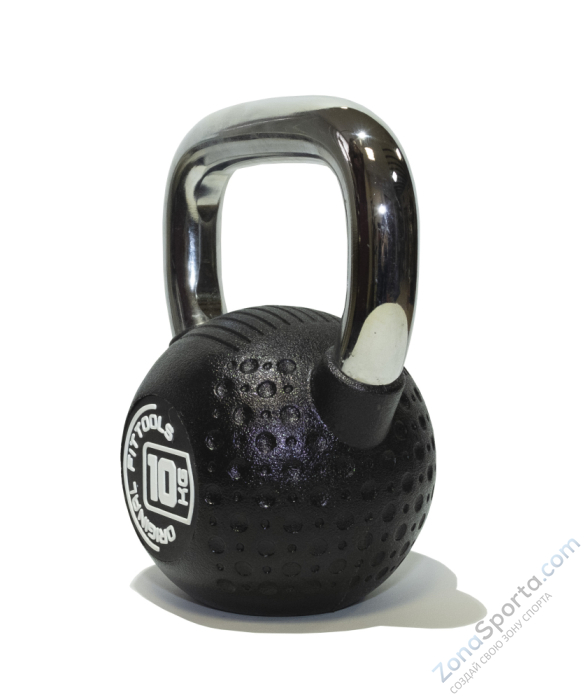 Гиря 10 кг с хромированной ручкой полиуретановая (CPU) Original FitTools