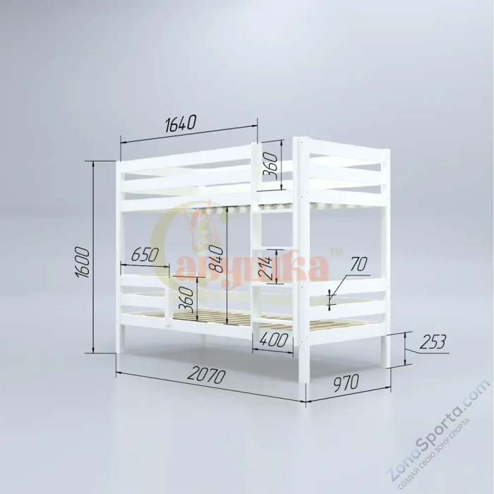 Кровать детская двухъярусная Савушка-01 80х160 желтая