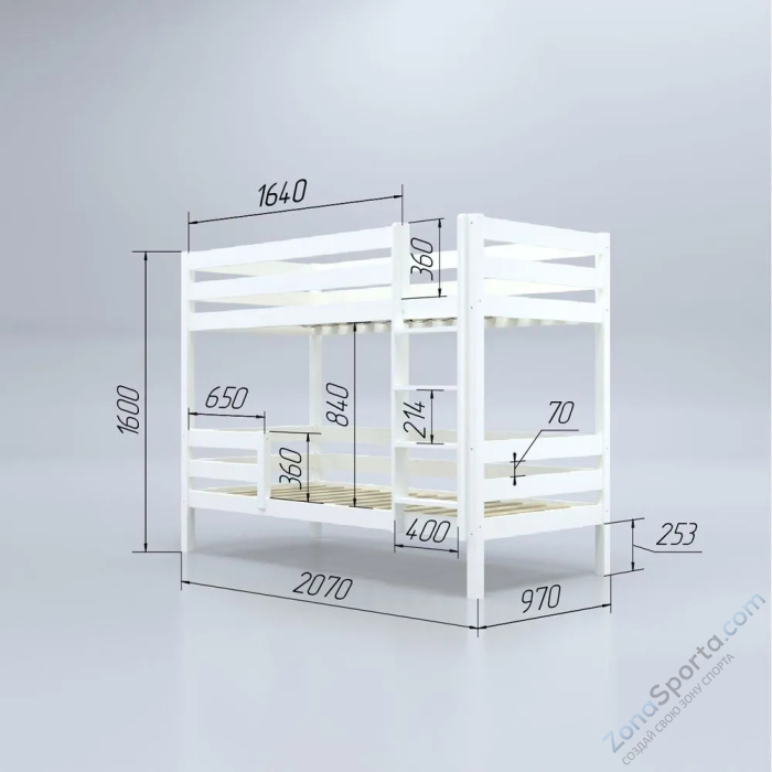 Кровать детская двухъярусная Савушка-01 90х200 голубая