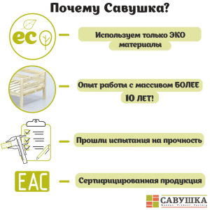 Кровать детская двухъярусная Савушка-01 90х200 (без окрашивания)