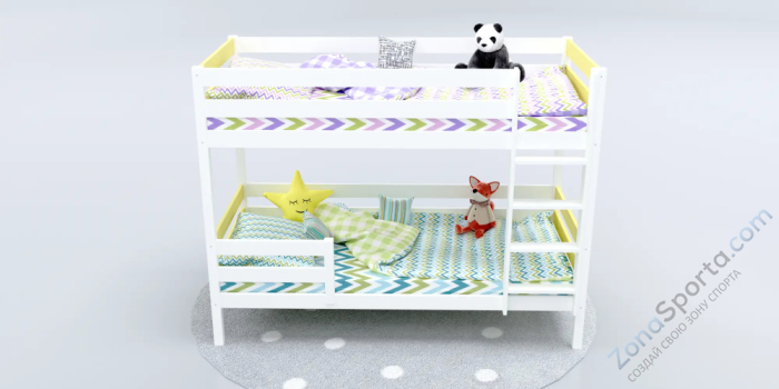 Кровать детская двухъярусная Савушка-01 90х200 желтая