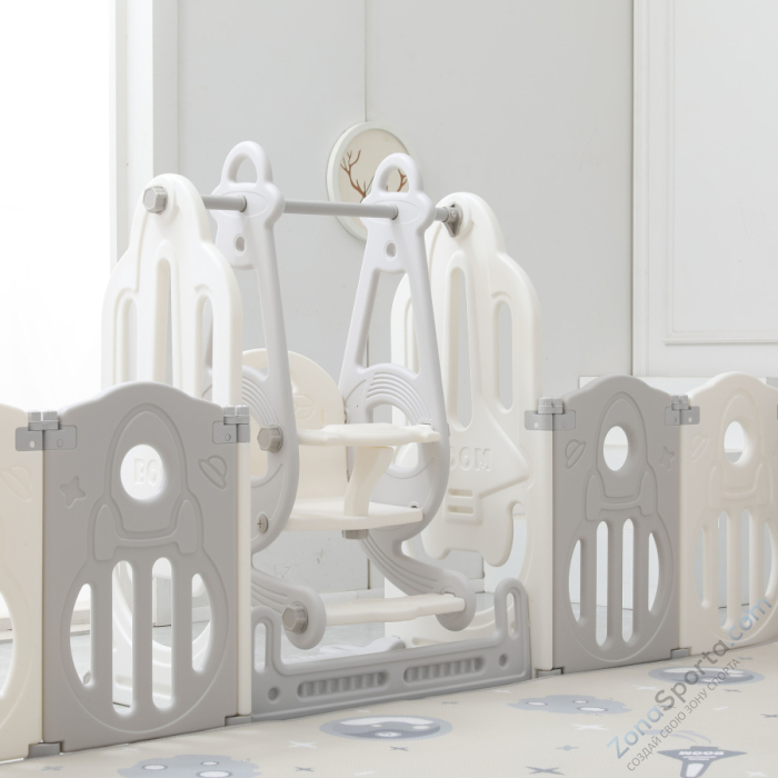 Манеж Unix Kids Supreme Space 160x160 Grey с качелями