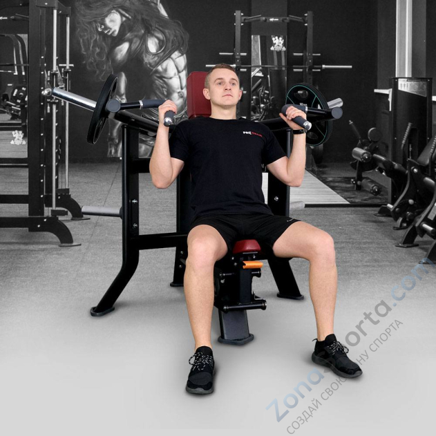 Плечевой жим сидя на свободных весах Protrain T8-605