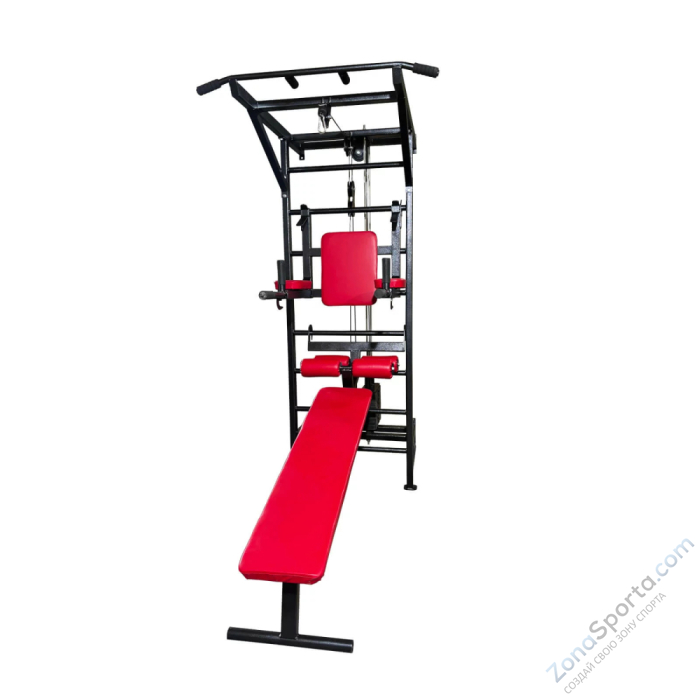 Шведская стенка с турником, брусьями и скамьей для пресса и жима DEXsport ШС-004