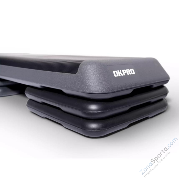 Степ-платформа профессиональная три уровня высоты серая OKPRO OK1906