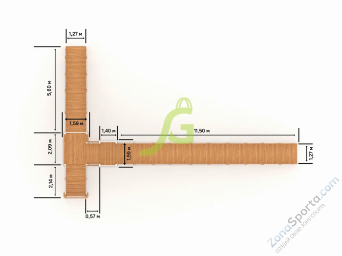 Зимняя деревянная горка IgraGrad Snow Fox 12 м с двумя скатами мод.724
