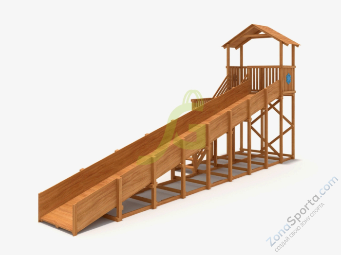 Зимняя деревянная горка IgraGrad Snow Fox (Домик) скат 10 м