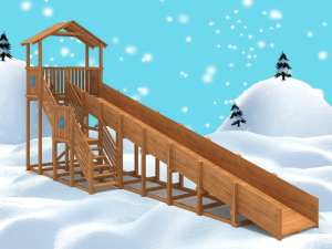 Зимняя деревянная горка IgraGrad Snow Fox (Домик) скат 10 м