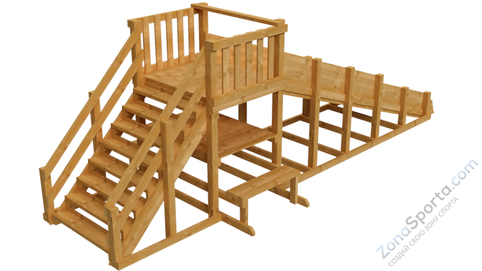 Зимняя деревянная заливная горка Ледянка 1 (пропитка)