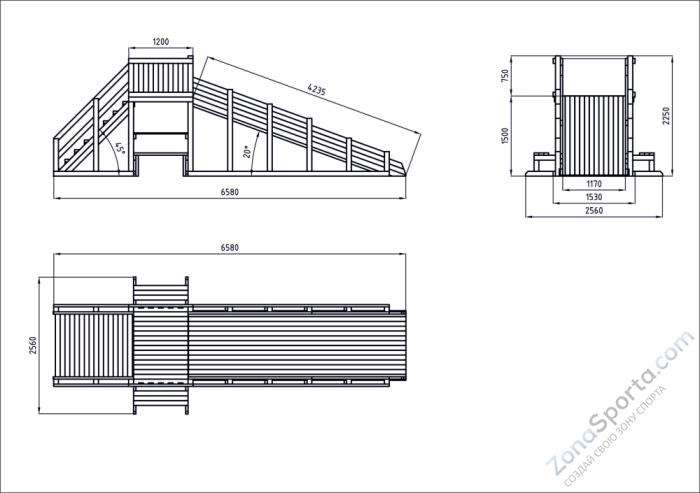 Зимняя деревянная заливная горка Ледянка 1 (пропитка)