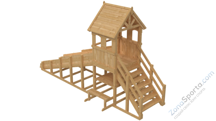 Зимняя деревянная заливная горка Теремок 1 (без окраски)
