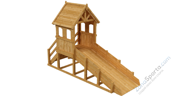Зимняя деревянная заливная горка Теремок (пропитка)