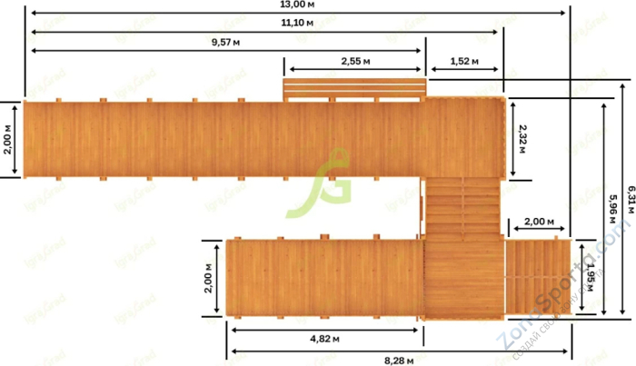 Зимняя горка IgraGrad Snow Fox скат 10 м (мод. 3)