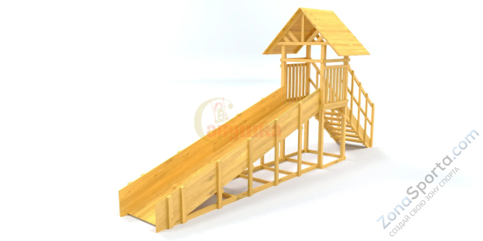 Зимняя заливная горка Савушка Зима Wood-5 скат 5 метров